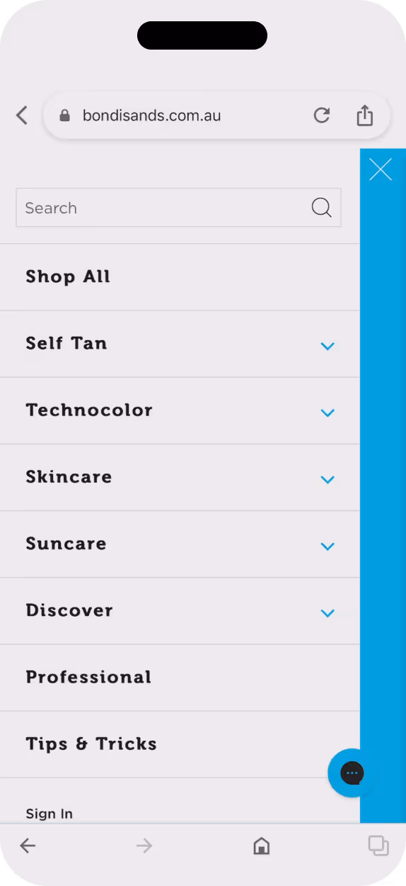 Bondi Sands mobile screen 5