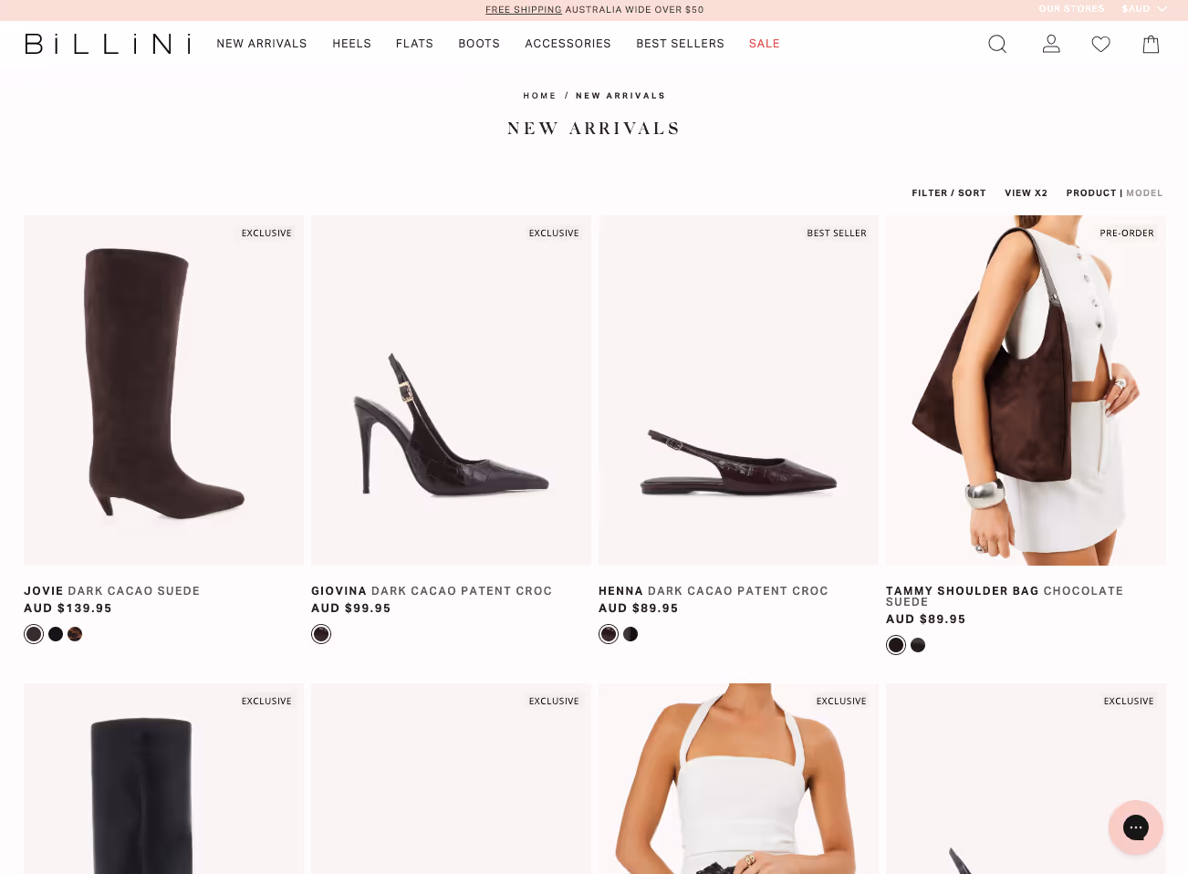 Billini website on desktop
