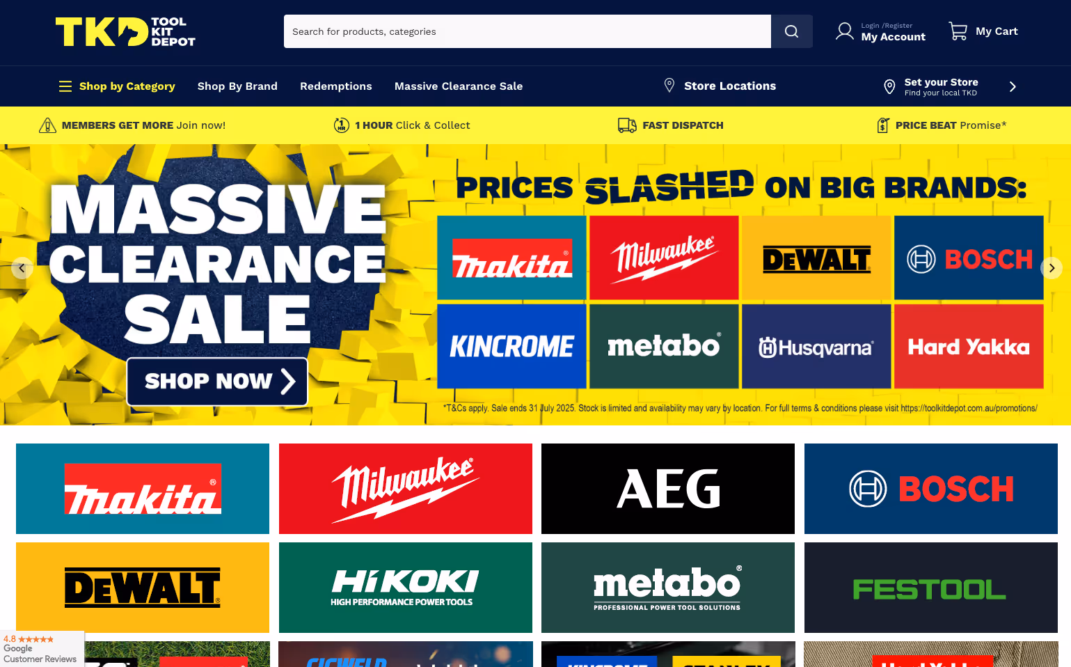 Tool Kit Depot website on desktop