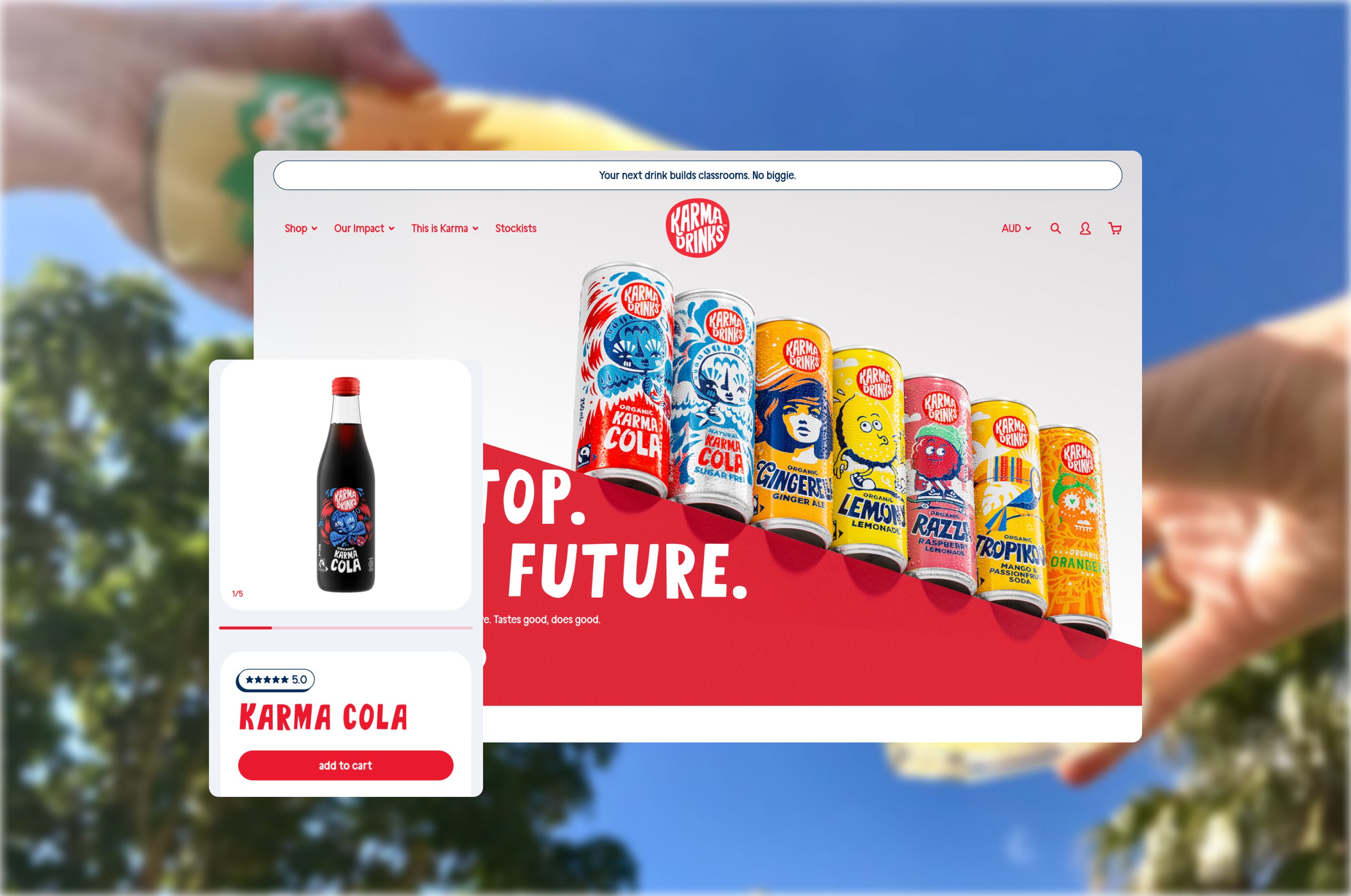 Karma Drinks ecommerce website by Moustache Republic