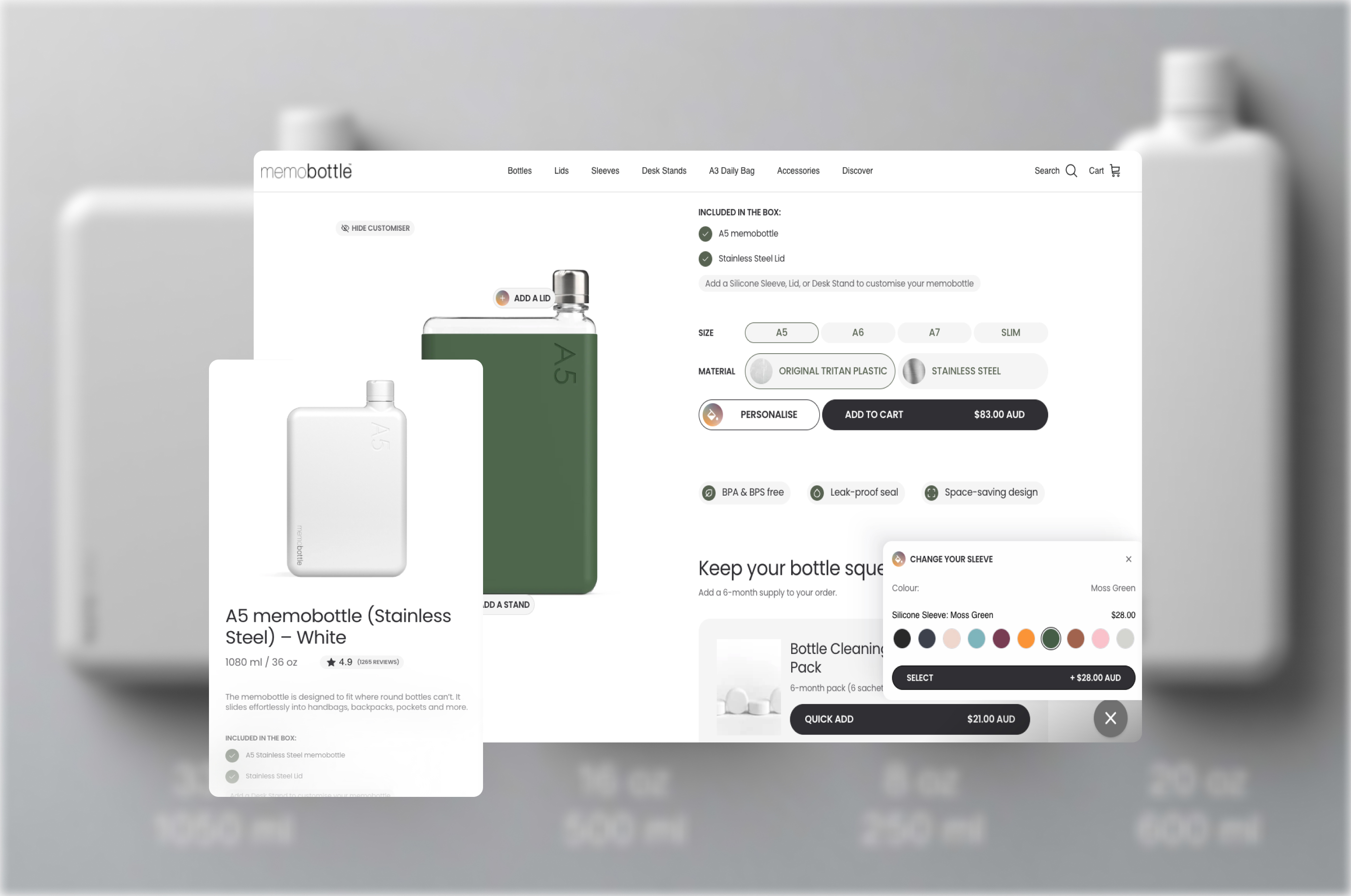 memobottle ecommerce website by Moustache Republic