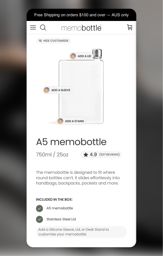 memobottle ecommerce website by Moustache Republic