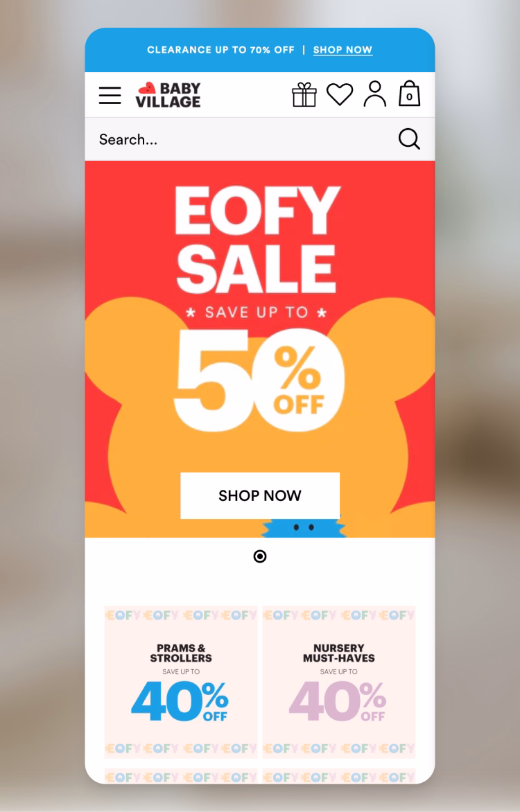 Baby Village ecommerce website by Moustache Republic