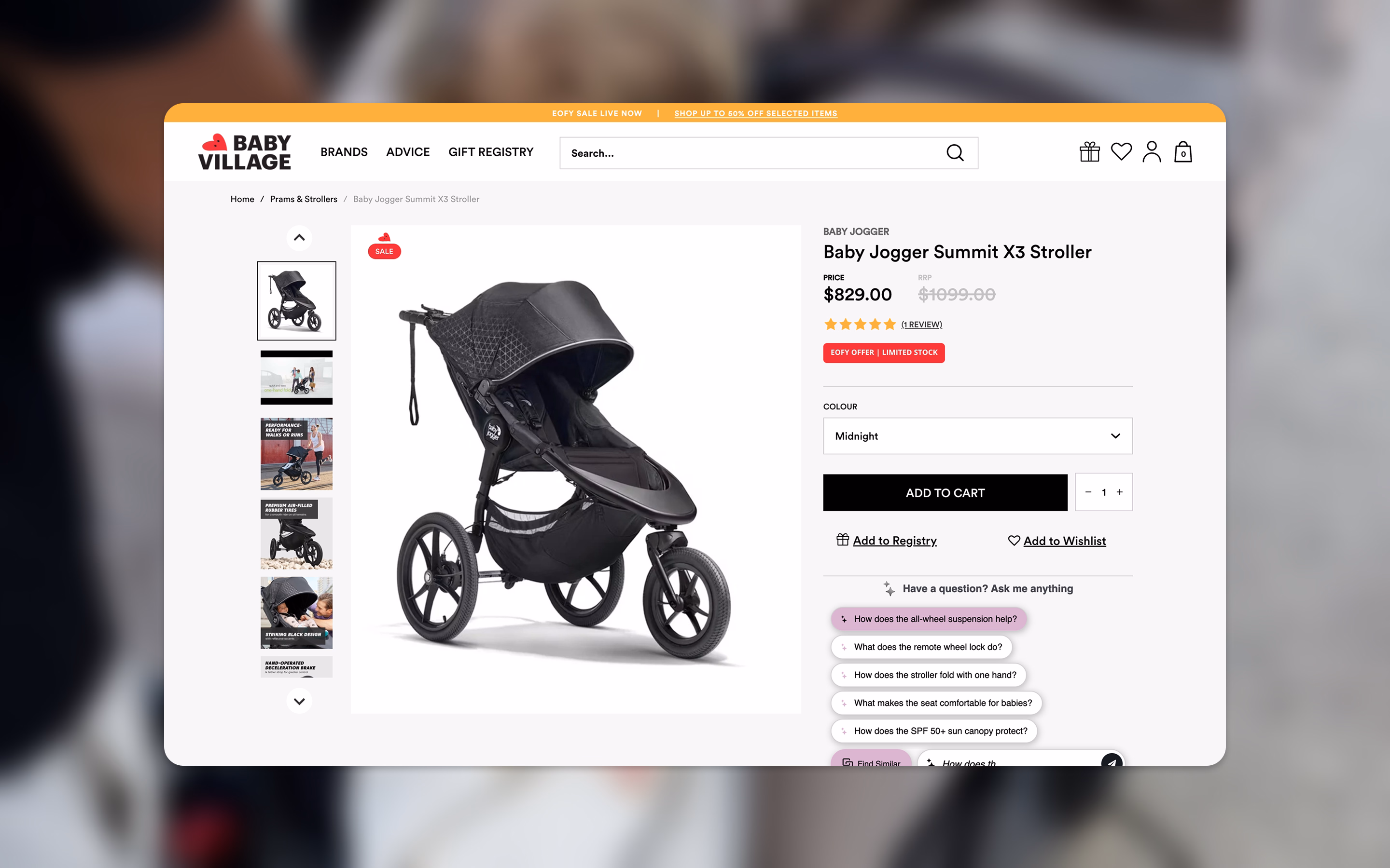 Baby Village website on desktop