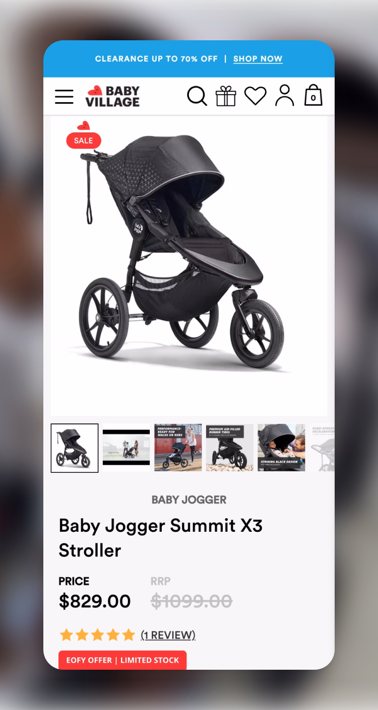 Baby Village website on desktop