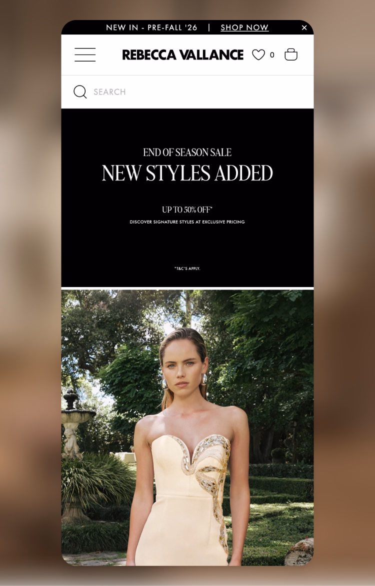 Rebecca Vallance ecommerce website by Moustache Republic