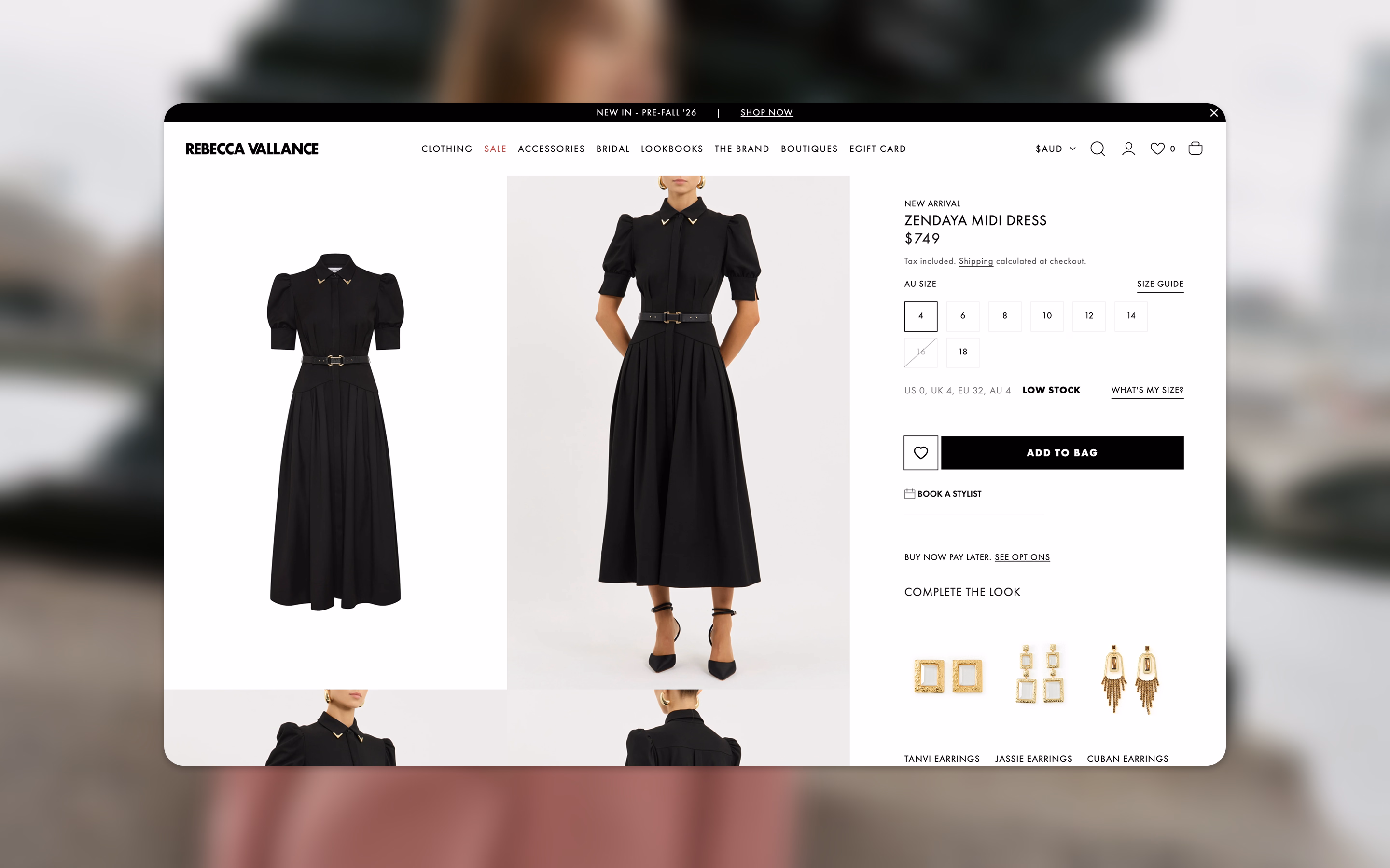 Rebecca Vallance website on desktop