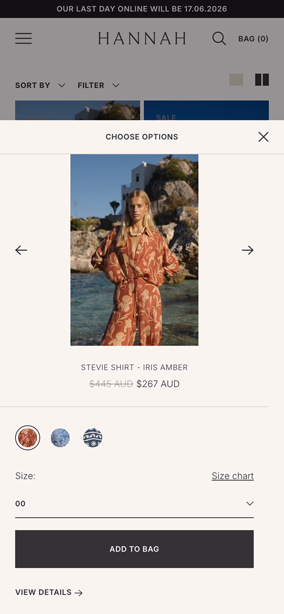 Hannah Artwear mobile screen 1