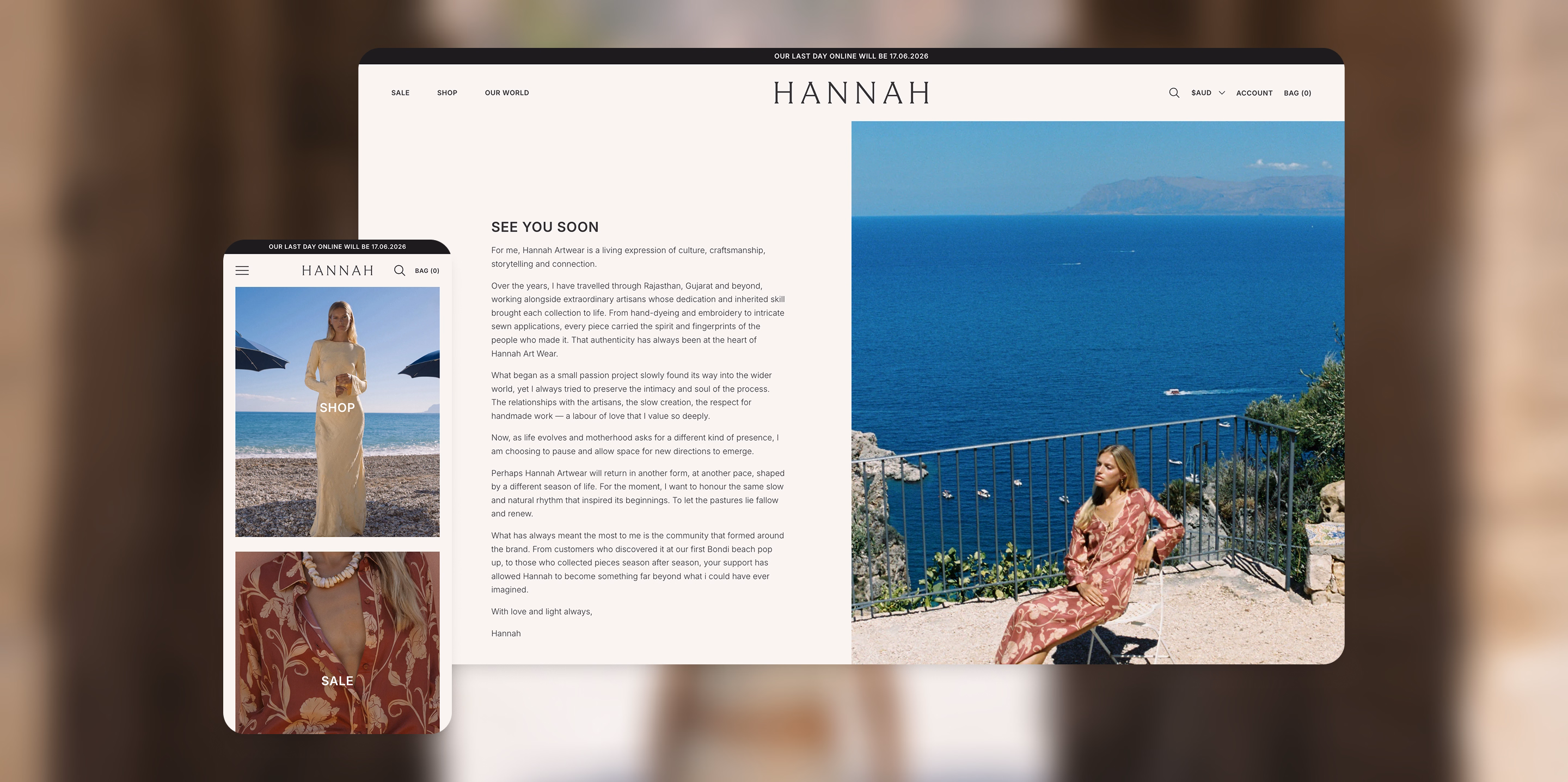 Hannah Artwear ecommerce website by Moustache Republic