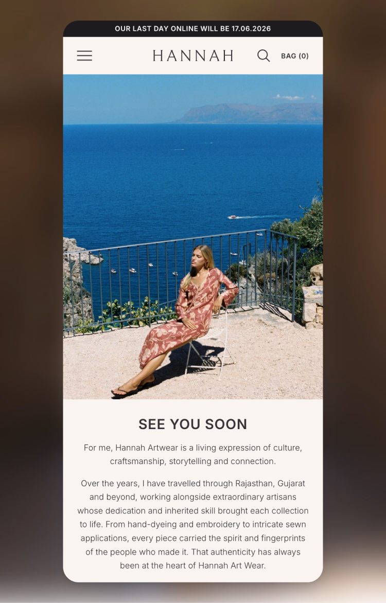 Hannah Artwear ecommerce website by Moustache Republic