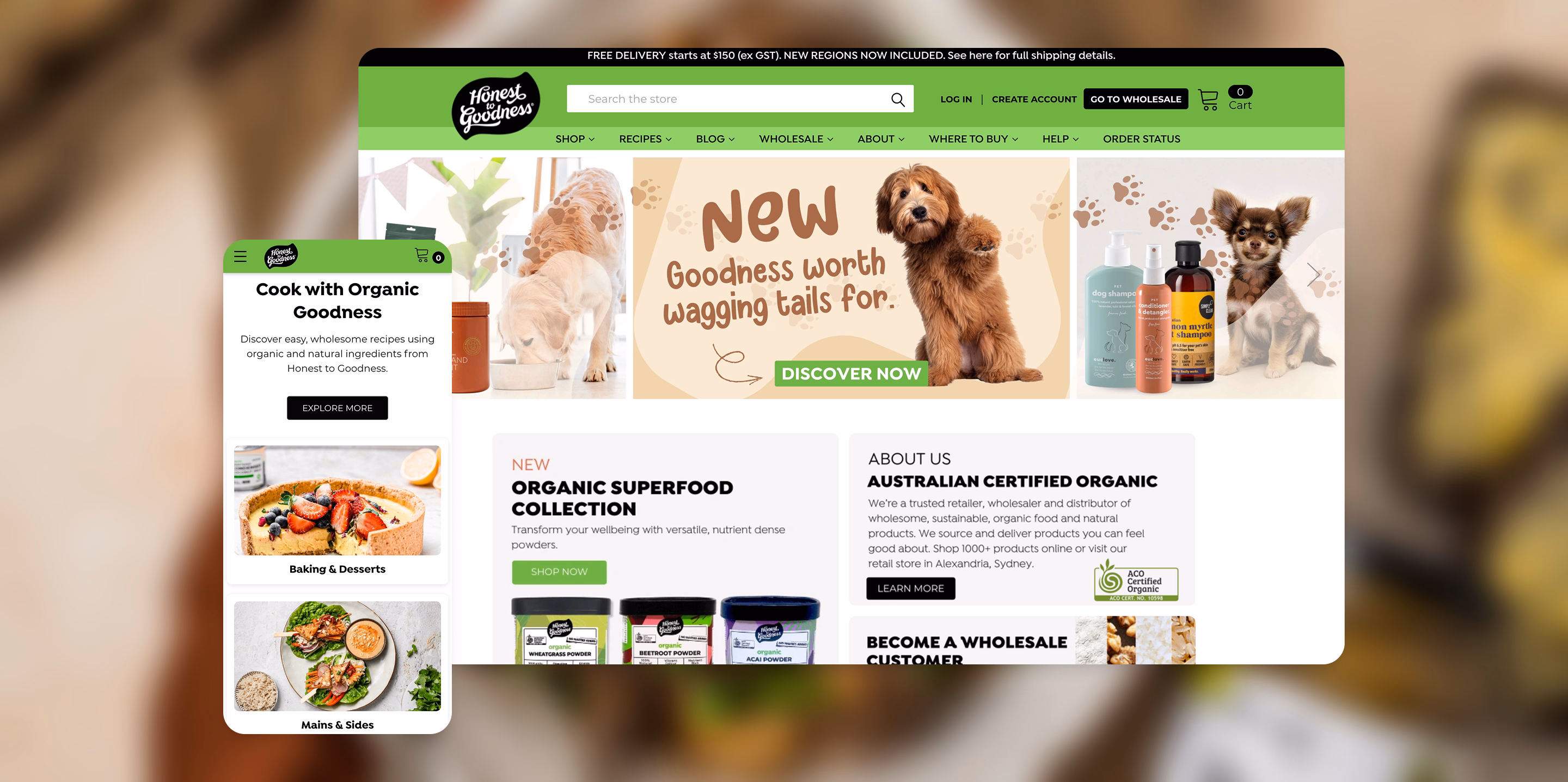 Honest to Goodness ecommerce website by Moustache Republic