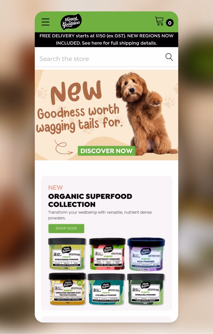 Honest to Goodness ecommerce website by Moustache Republic