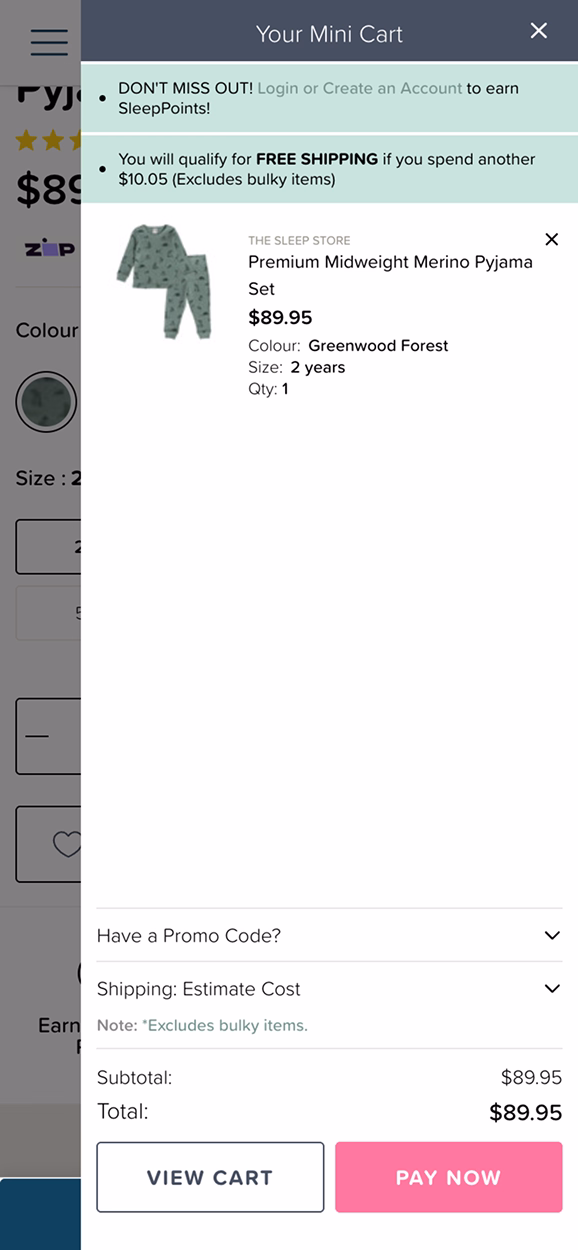 The Sleep Store mobile screen 1