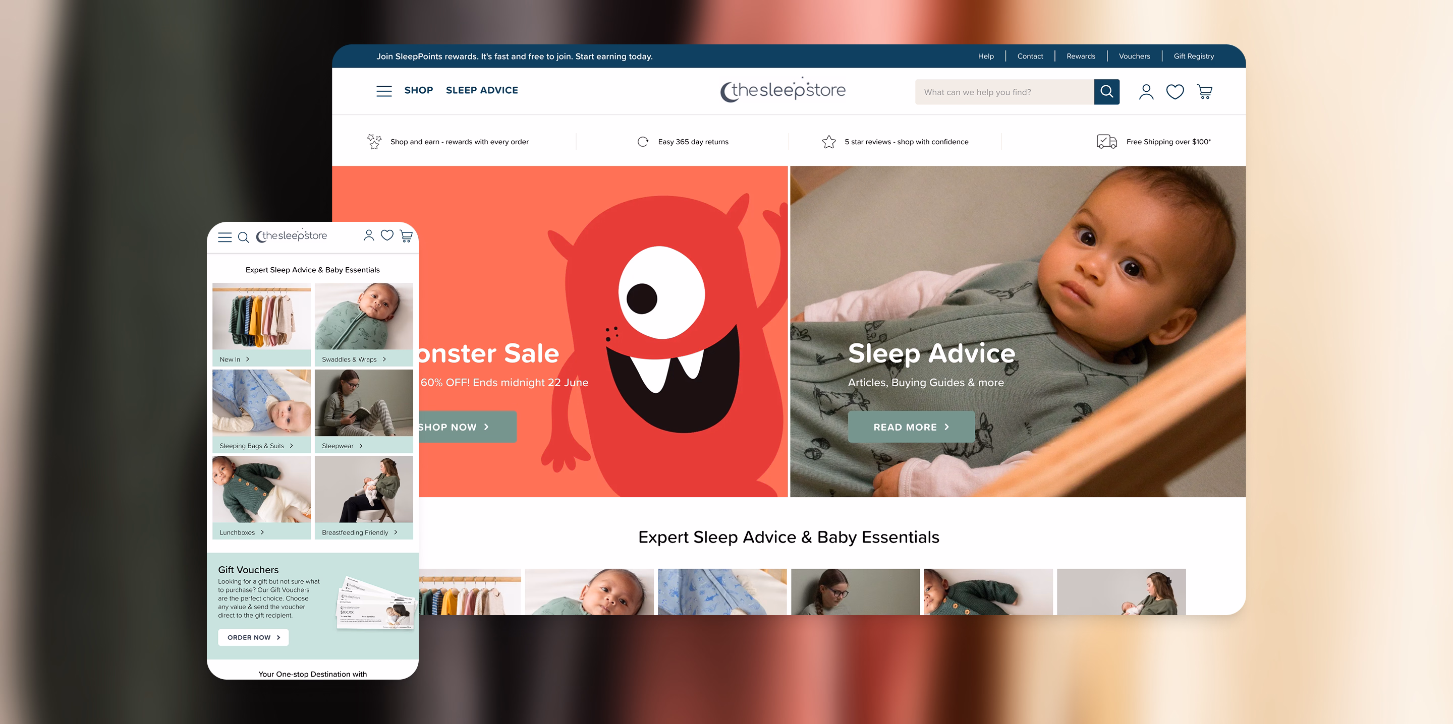 The Sleep Store ecommerce website by Moustache Republic