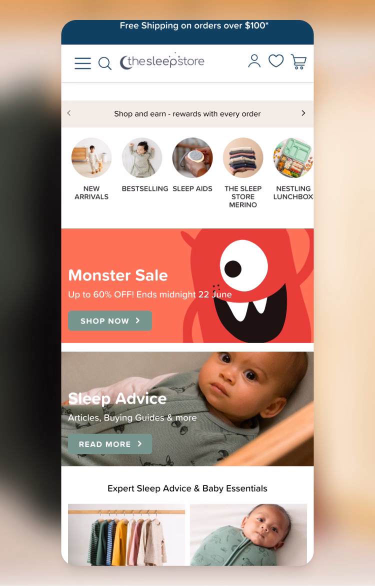 The Sleep Store ecommerce website by Moustache Republic