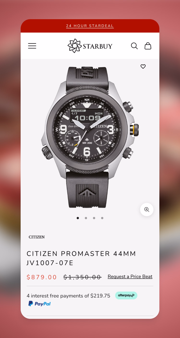 Starbuy website on desktop