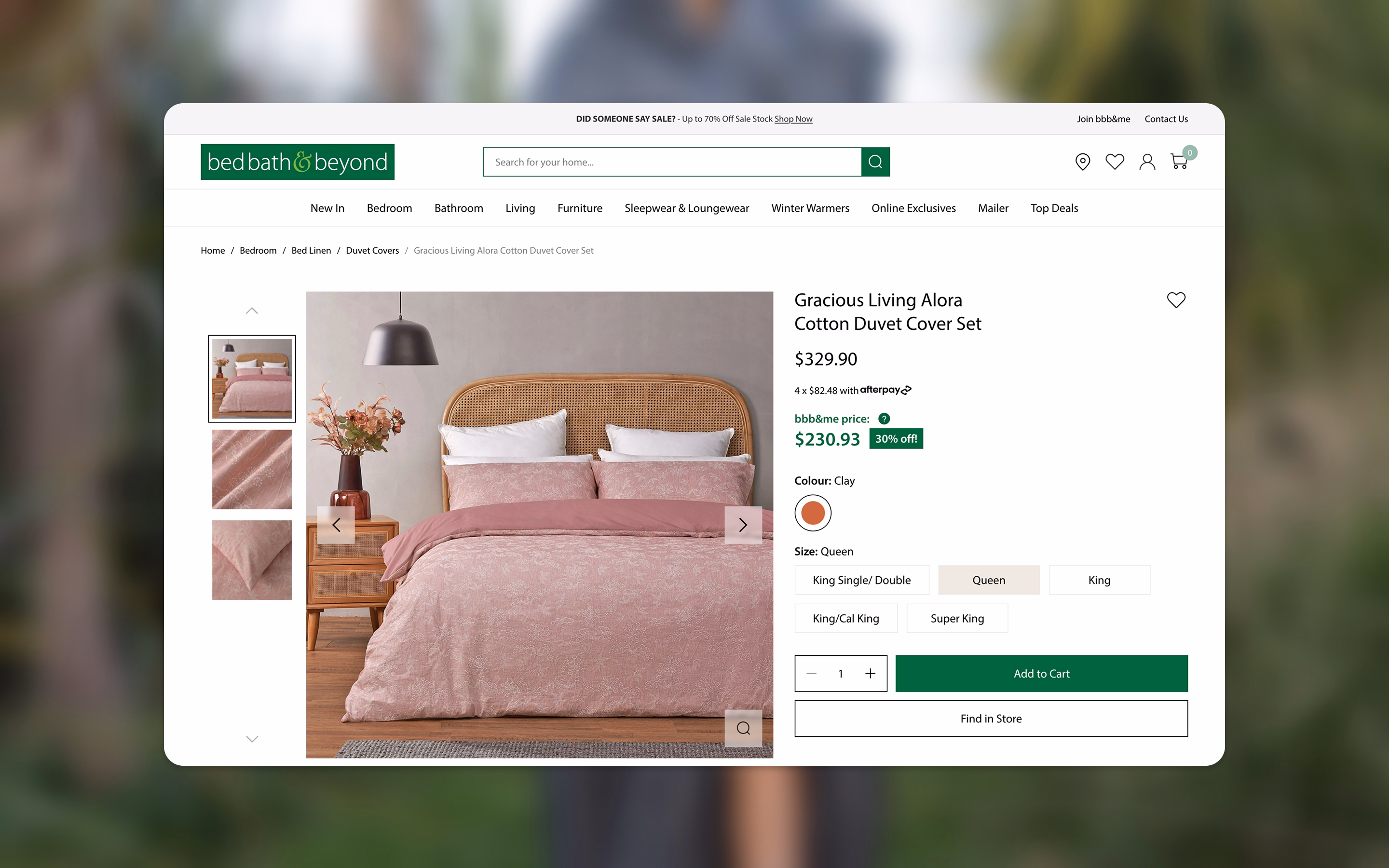 Bed Bath & Beyond website on desktop