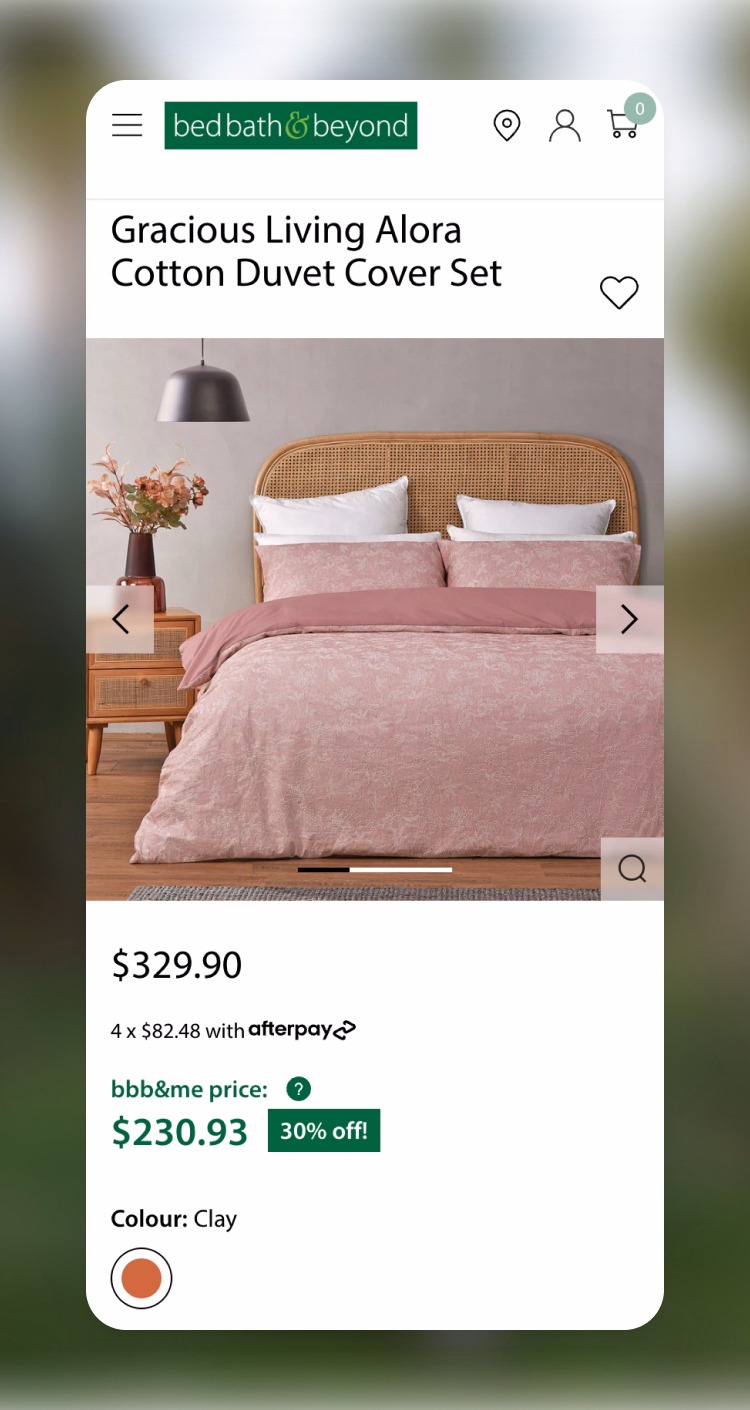Bed Bath & Beyond website on desktop