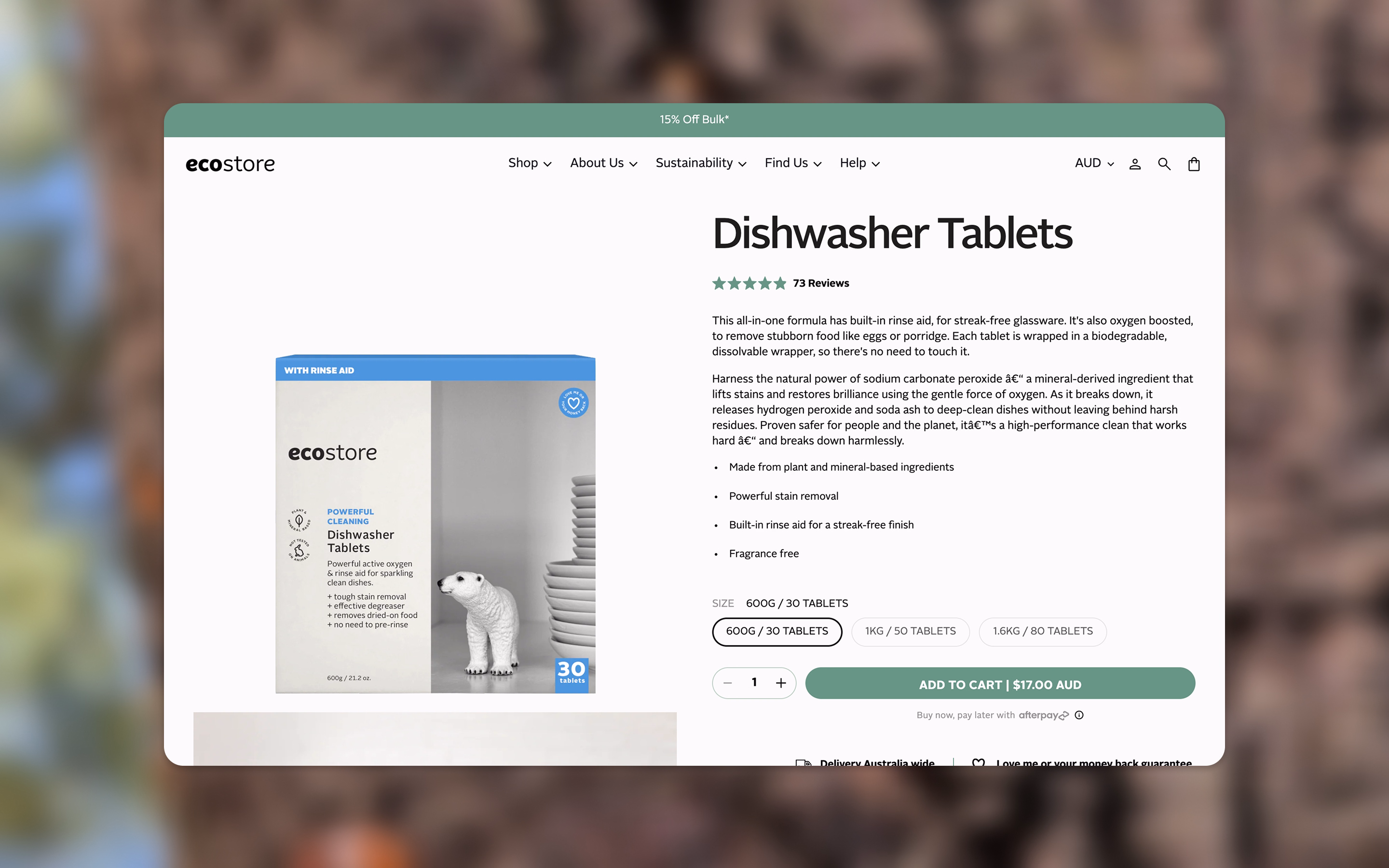 ecostore website on desktop