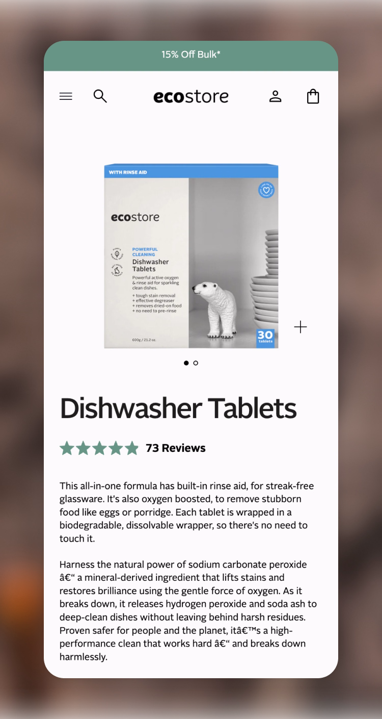 ecostore website on desktop