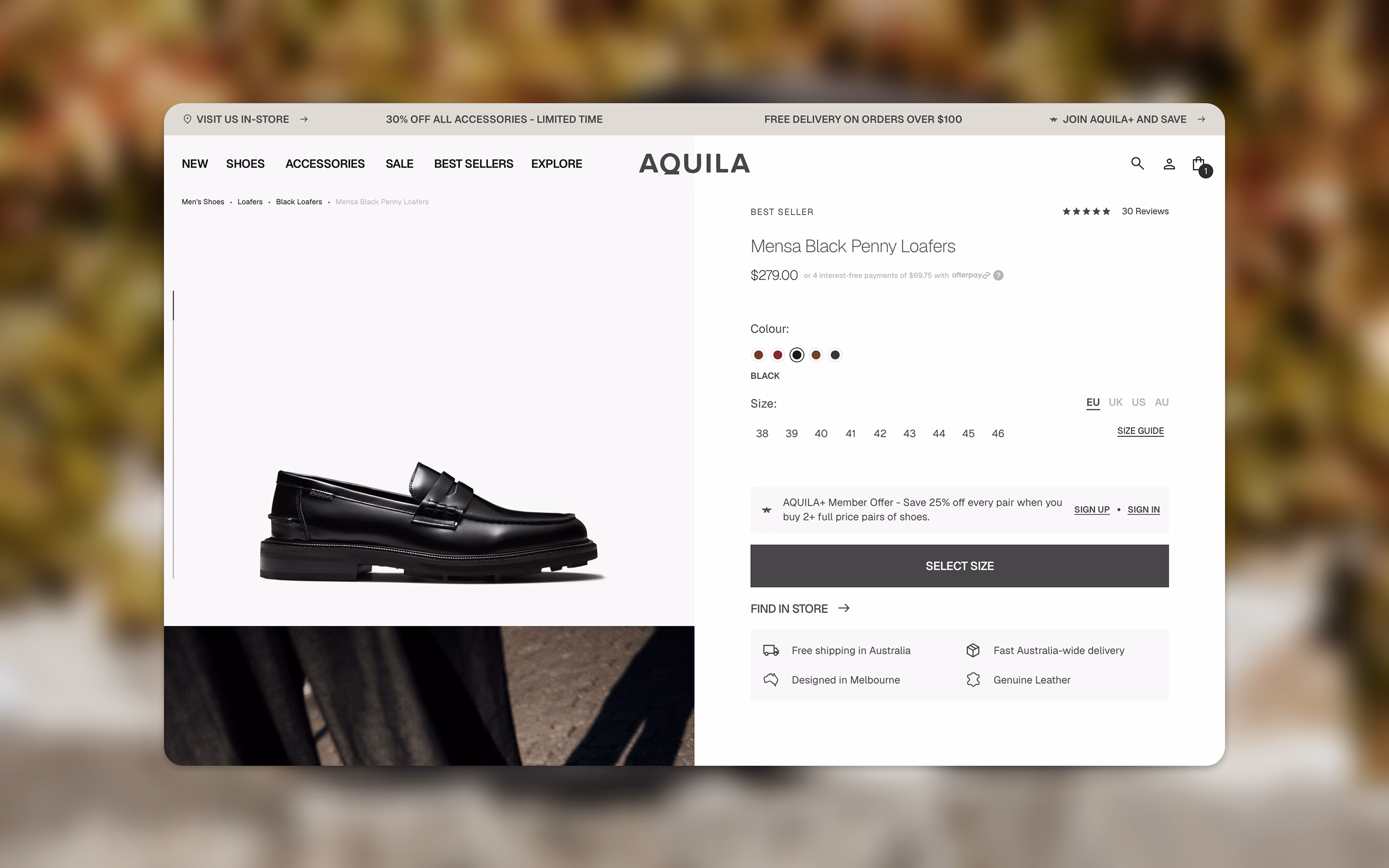 Aquila website on desktop