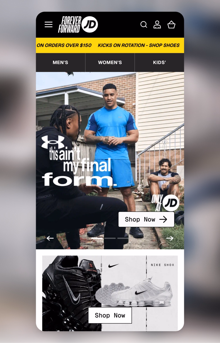 JD Sports SEA Markets ecommerce website by Moustache Republic