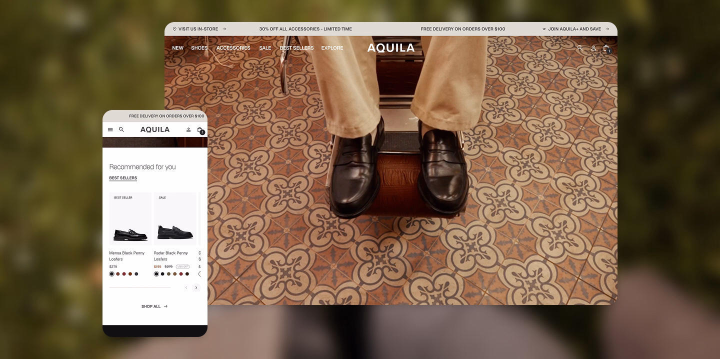Aquila ecommerce website by Moustache Republic